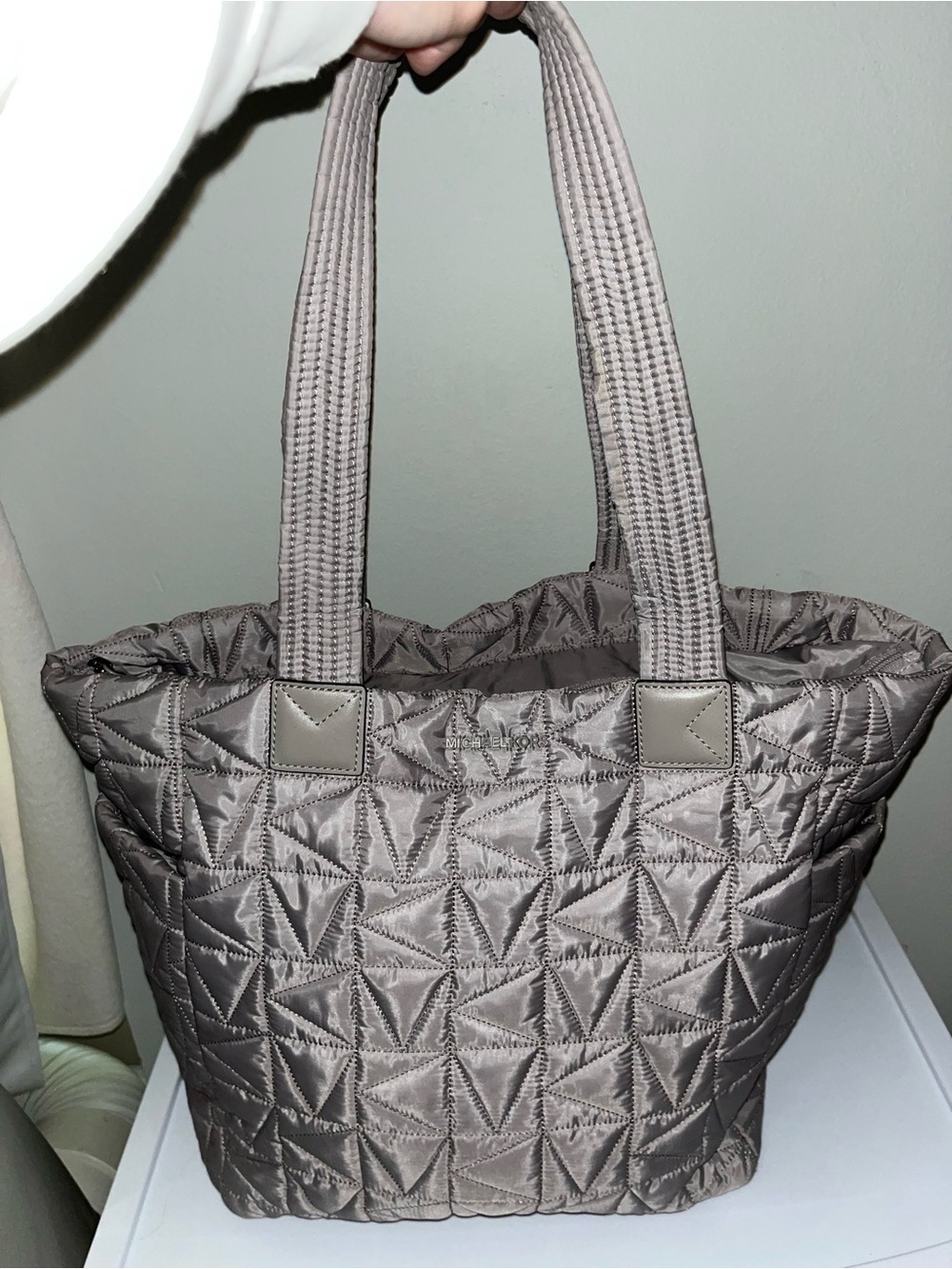 Michael Kors Quilted Tote in Taupe